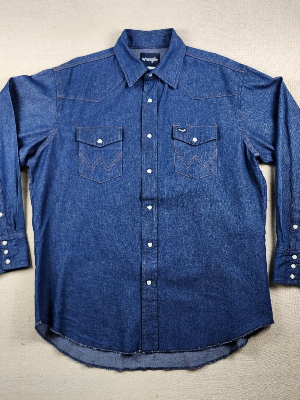Wrangler 70127MW Cowboy Cut Denim Western Pearl Snap Shirt 17x35